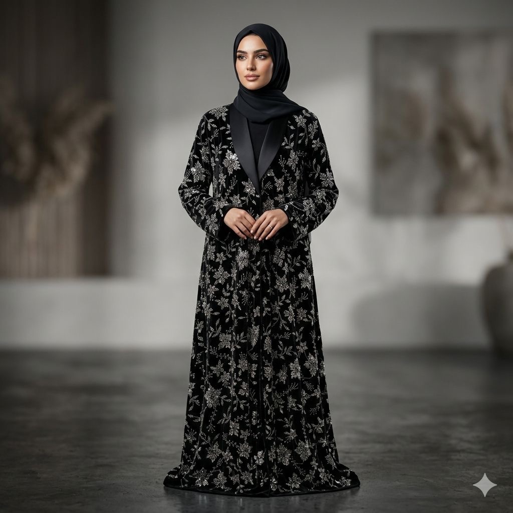Beaded Lace Evening Abaya