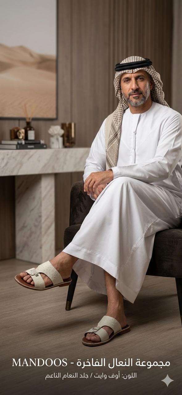 Mandoos Sandal — Off-White Ostrich